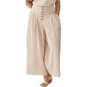 Charlie Paige Wide Leg High Waist Resort Gauze Pants - 100% Cotton - M